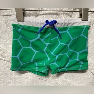 Boden Green Swim Trunks with Blue Pattern Size 2-3